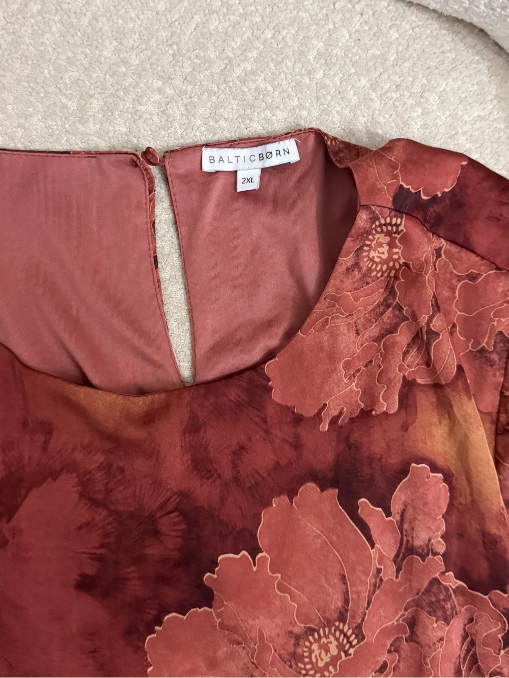 Baltic Born Paula Satin Floral Maxi Dress with Waist Tie Belt in Terracotta 2XL - Picture 6 of 9